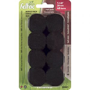 ECO FELTAC Self-Stick Felt Floor Savers  29mm Round Black 48pk