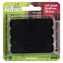 ECO FELTAC Self-Stick Felt Floor Savers  13x 67mm Strip Black 16pk