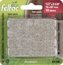 ECO FELTAC Self-Stick Felt Floor Savers  13x67mm Strip Beige 16pk