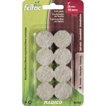 ECO FELTAC Self-Stick Felt Floor Savers  25mm Round Beige 16pk