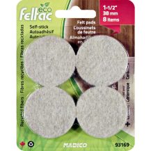 ECO FELTAC Self-Stick Felt Floor Savers  38mm Round Beige 8pk