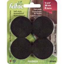 ECO FELTAC Self-Stick Felt Floor Savers  38mm Round Black 8pk