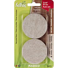 ECO FELTAC Self-Stick Felt Floor Savers  57mm Round Beige 4pk
