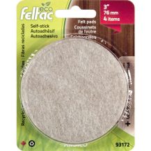 ECO FELTAC Self-Stick Felt Floor Savers  76mm Round Beige 4pk